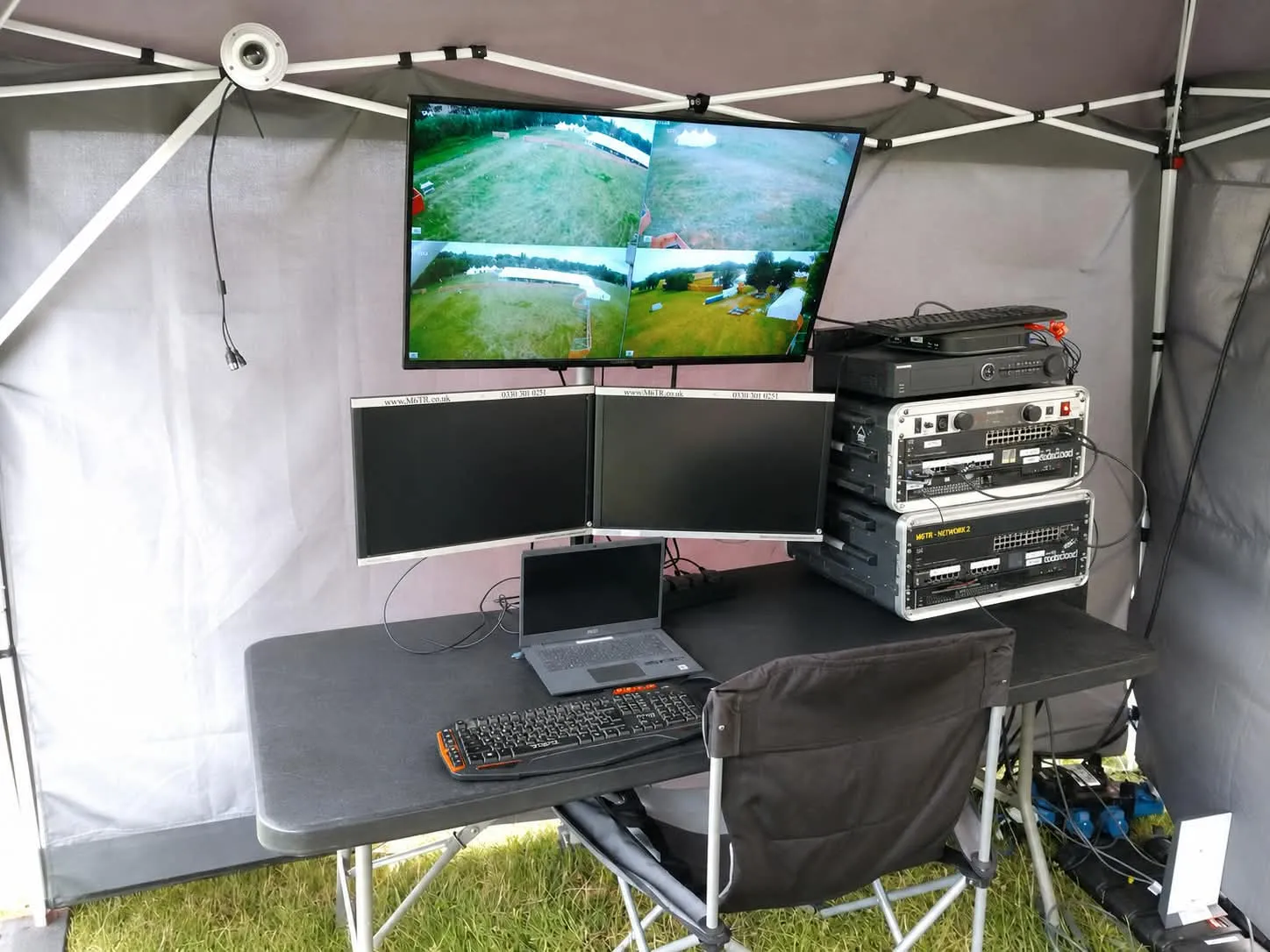 Event control position with CCTV and network racks